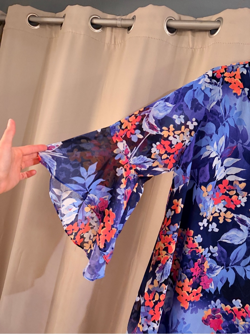 Roz & Ali Floral Navy Blue & Coral Dress - Picture 2 of 8